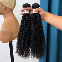 Extensions de cheveux humains vierges B1 Afro Kinky Curly, noirs naturels, bouclés serrés, double trame, vente en gros
