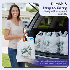 Bolsas de Agradecimiento Biodegradables de PE/PP para Compras, con Asas, Resistentes, Reutilizables, para Empaquetar, Comida para Llevar, Restaurantes, Pequeñas Empresas - Product Image 4