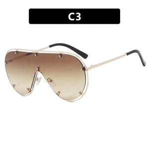 7142 kacamata hitam <span class=keywords><strong>Pilot</strong></span> wanita dan pria, satu buah lensa bening bertatahkan logam ukuran besar 2025 - Product Image 6