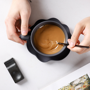 YST ceramica fabbrica moderna porcellana nera ceramica tazza <span class=keywords><strong>da</strong></span> caffè piattino hotel ristoranti tazza caffè Espresso tazza di caffè - Product Image 3