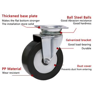 Heavy Duty <span class=keywords><strong>4</strong></span> Zoll 5 Zoll 6 Zoll 8 Zoll Lenkräder Bremse PU Gummi Wagenräder Möbel 100mm 200mm Durchmesser Platten rollen - Product Image 4