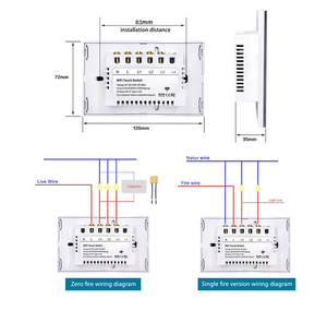 Smart Life 120 Con Neutro Tuya WiFi <span class=keywords><strong>Bluetooth</strong></span> Control de Voz <span class=keywords><strong>Interruptor</strong></span> de Luz Sin Neutro Eléctrico de Pared Interruptores Táctiles Inteligentes - Product Image 5