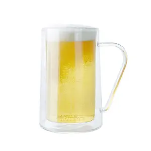 Taza de cerveza de gran capacidad con mango triangular, vaso de vidrio