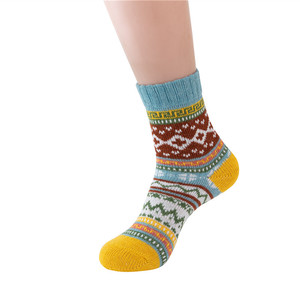 Wholesale Wool <strong>Socks</strong> Lady Women Autumn and Winter Padded Plus Velvet Warm Barrel National Style Totem <strong>Socks</strong> Winter <strong>Socks</strong> - Product Image 5