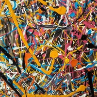 Peintures de style Jackson Pollock, art abstrait, peinture à l'huile colorée, urbaine, à texture fine