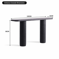 Table de couloir de luxe série Savannah 1500 mm en bois de frêne massif avec base nervurée, console pour décoration de hall d'entrée de luxe
