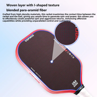 Raquette de pickleball d'entraînement de qualité tournoi, épaisseur 16 mm, noyau PP+EVA, tressage en chevrons I-Grain mélangé en para-aramide T700