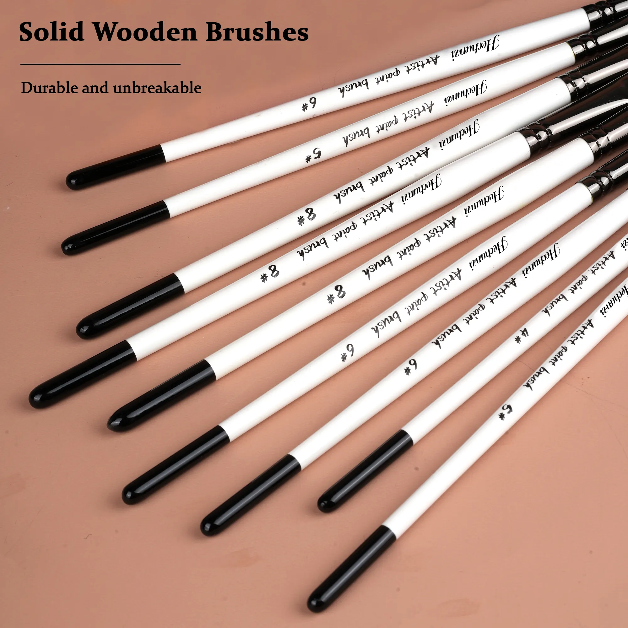 Professionelle weiße Holzgriff-Acryl-Farbpinsel-Set niedriges MOQ 16 verschiedene Größen Künstler-Farbpinsel-Set mit Leinwandbeutel