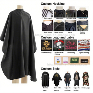 Capa de Barbería Impermeable de Poliéster Marrón con Logotipo Personalizado al por Mayor, Batas de Corte de Pelo para Salón de Belleza - Product Image 4