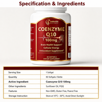 Complément Alimentaire OEM/ODM Marque Privée Coenzyme Q10 100mg Gélules Molles Énergie Cellulaire Antioxydant Soutien Cérébral