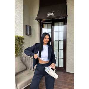 Conjunto de Traje Azul Marino para Mujer con Detalle de Cierre, Pantalones Elegantes con Cierre Único - Product Image 2