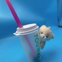 Gobelets à café à emporter à paroi simple 6oz 8oz 10oz 12oz, autocollant promotionnel pour événement, ours en peluche