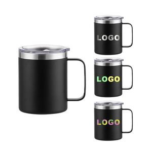 Custom Logo 12 oz 14 oz 16oz <b>Double</b> <b>Wall</b> Vacuum Tumbler Cup Powder Coated Insulated Stainless Steel Coffee <b>Mugs</b> Handle With Lid - Product Image 2