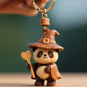 Porte-clés panda marionnette en bois créatif personnalisable Porte-clés personnalisé pour enfants - Product Image 1