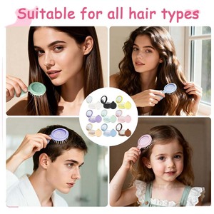 Peine pequeño de airbag plegable con logotipo personalizado con espejo de maquillaje DIY Cute Girl Cojín Peine de masaje de cabeza y espejo todo en uno - Product Image 5