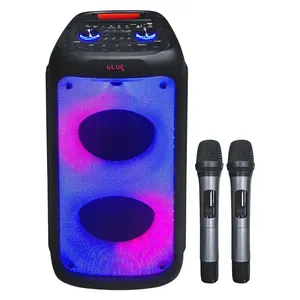 Aangedreven Draagbare Grote Partybox 100W Partyspeaker Afstandsbediening Vlam Led Licht Luider Geluid Bas Karaoke Speaker