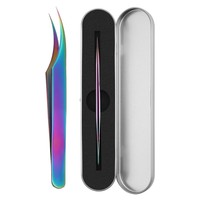 Ensemble de pinces à cils en acier inoxydable avec logo personnalisé, pour extensions de cils, avec pointes antistatiques, durables et de précision