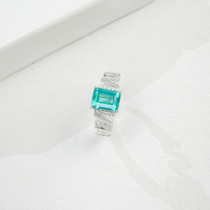 925 <b>Silver</b> Paraiba Color Green Beryl <b>Ring</b> sense of sophistication luxury Gifts for girl Jewelry Marriage proposal Anniversary L - Product Image 4