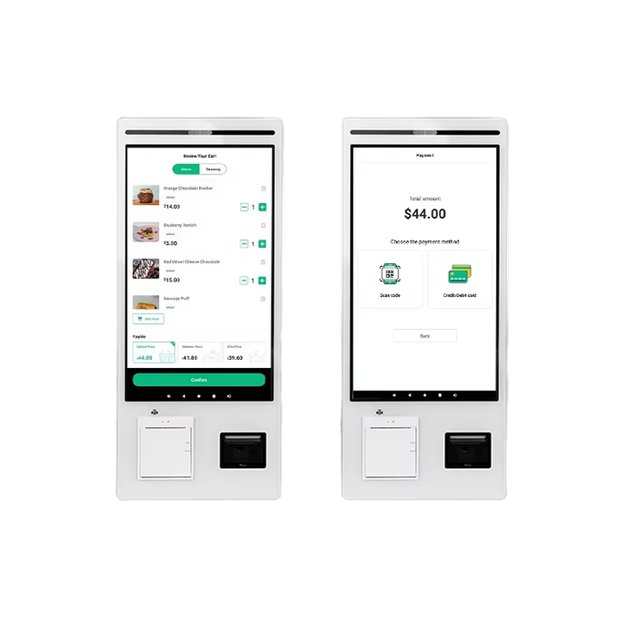 For Touch Screen Self Service Barcode Scanner Ordering Kiosk with SDK NFC QR Code Restaurant Mall Wall Mount