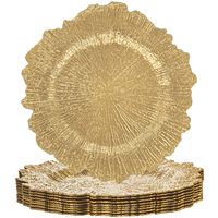 LIYH 8 pièces Assiettes de présentation modernes en plastique sans BPA de 13 pouces avec incrustations dorées, réutilisables pour mariages, dîners et décorations de fête