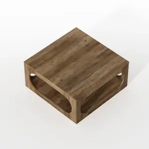 Modern Square <strong>Coffee</strong> <strong>Table</strong> with Open Shelf Storage and Cut - <strong>Out</strong> Design for Stylish Living Room Display - Product Image 4