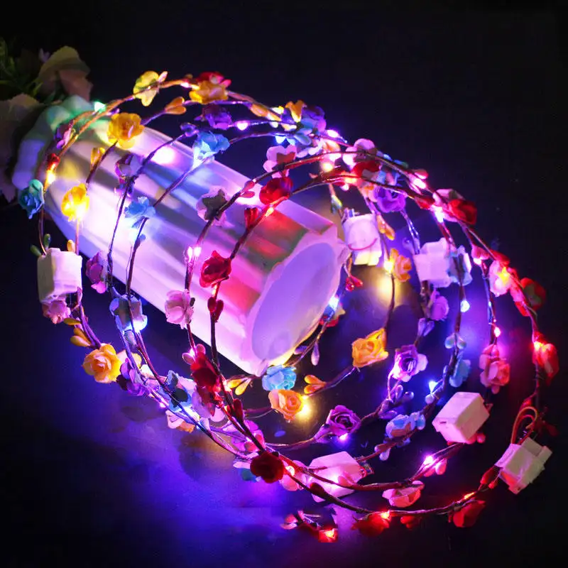 Party Decoration Luminous Led Flower Crown Headband Light Up Glowing Hair Bands