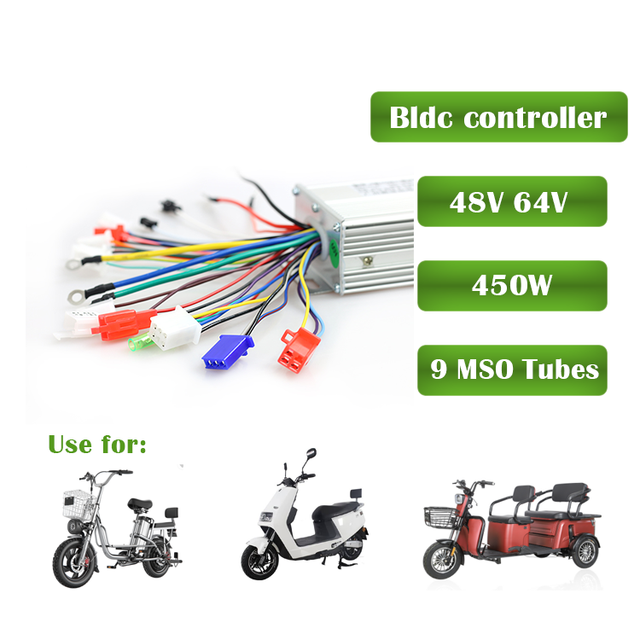 48V 64V 450W 9 Tubes Other Electric Bike Bicycle Parts Scooter Tricycle Ebike Switch Speed DC Bldc Motor Controller