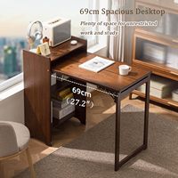 Escritorio Plegable de Bambú, Estantería, Mesa de Escritura Convertible, Mueble de Almacenamiento para Oficina en Casa, Estación de Trabajo para Computadora, Diseño Moderno