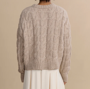 Derniers modèles de pulls pour femmes à manches longues avec motif en câble, col rond, élégants, tricotés - Product Image 2