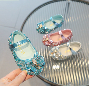 Zapatos Mary Jane para Niñas, Primavera-Verano, Punta en Pico, 4-6 Años, Cierre de Velcro, Cristales Brillantes, Estilo Princesa, Gran Venta - Product Image 2