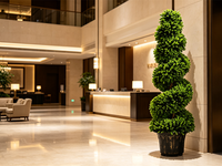 Arbre artificiel en buis en spirale en pot, fausse verdure torsadée, pour la décoration paysagère de villas, hôtels et centres commerciaux