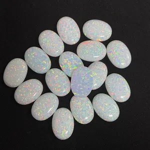Synthetic Oval 18 × 13 × 4ミリメートルOpal White Fire Black Opal Stone Flatback Cabochon Loose Opals Stone Price