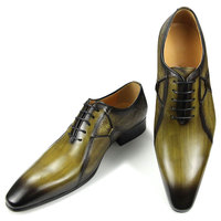 Chaussures Oxford décontractées personnalisables pour hommes, style britannique, à lacets, en cuir, bout pointu, semelle extérieure en caoutchouc, tendance mode pour mariages