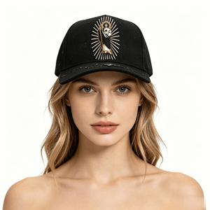 Cappellino da Baseball Sportivo di Lusso Best Seller con Ricamo Completo a Croce Corona Cristo San Giuda Taddeo per Design in Tessuto Scamosciato e Metallo - Product Image 1