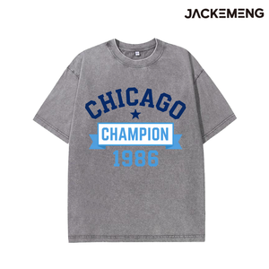 T-shirt en coton délavé oversize style universitaire rétro CHICAGO 1986 <span class=keywords><strong>Champion</strong></span>, imprimé en bloc, streetwear rétro, décontracté, entrepôt USA - Product Image 2