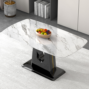 Moderno tavolo da pranzo di lusso di alta qualità Hotel mobili Rock Top con pannello di vetro in legno stile per casa uso appartamento per il bagno - Product Image 1