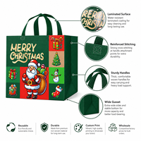 Sacs en non-tissé laminés de Noël en gros, réutilisables, pour cadeaux de fêtes, sacs de shopping pour détaillants
