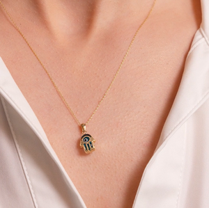 Inspire Jewelry-collar con colgante de Ojo Azul para mujer, colgante de mano de <span class=keywords><strong>Hamsa</strong></span> personalizado, joyería fina, accesorio de regalo - Product Image 2