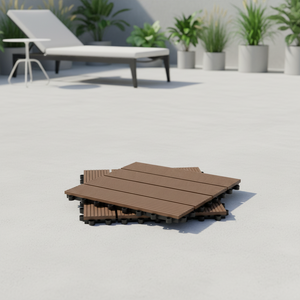 Dalles de terrasse extérieures en WPC - Antidérapantes, à clipser, design moderne, surface imitation bois, composite DIY pour jardin et parc - Product Image 1