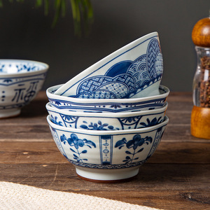 ชามเซรามิกสีน้ำเงินขาวสไตล์จีนแบบใหม่ ใช้กับไมโครเวฟได้ สำหรับราเมน ข้าว ก๋วยเตี๋ยว ซุป  ลายเคลือบใต้ผิวสี  สำหรับใช้ในครัวเรือน - Product Image 4