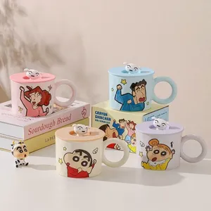 Crayon Shin-Chan <b>Cute</b> Cartoon Ceramic Water Cup with Lid High-Value Office and Home Drinking <b>Mug</b> for Parties - Product Image 1