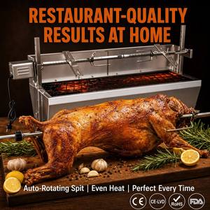 <span class=keywords><strong>Girarrosto</strong></span> Elettrico Certificato CE 88cm in Acciaio Inox con Rotazione Automatica per Barbecue a Carbone, Agnello Intero, Maiale, Griglia da Esterno - Product Image 2
