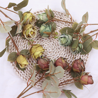 Vente en gros de roses artificielles à tige unique de haute qualité Real Touch à 4 têtes pour la décoration florale intérieure et extérieure