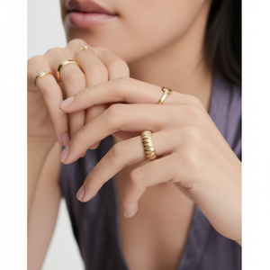 แหวนวินเทจชาร์ลอตต์ ลายศาสนา น่ารัก ประดับตัวเลข ทำจากสแตนเลสสตีล ประดับเพชรซิคอน พร้อมทอง 18K และเคลือบทอง - Product Image 1