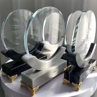 Trophée en verre cristal et pierre marbrée, design personnalisé, étanche, gravé, avec boîte cadeau souvenir, pour cadeaux promotionnels en salon professionnel