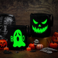 Sac fourre-tout lumineux personnalisé pour bonbons d'Halloween, motif fantôme fluorescent, pour enfants, cadeaux de fête d'Halloween