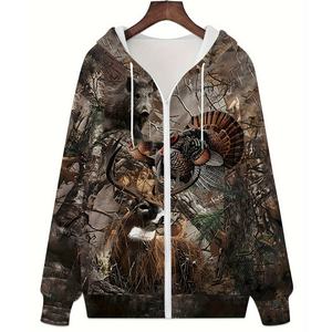 Chaqueta de Caza de Camuflaje con Bordado 3D para Hombre, Diseño Funcional y Corte Holgado, Oferta de Otoño - Product Image 1