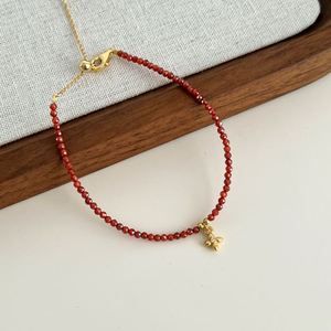 Dylam Unique Customized 925 Sterling Silver 5A Cubic Zirconia Tail Pendant <b>Red</b> Crystal Bead Chain <b>Bracelets</b> for Daily Wear - Product Image 4