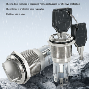 Hotsale16mm 19mm 22mm kim loại quay khóa chuyển đổi tự thiết lập lại tạm thời chống phá hoại 1no1nc <span class=keywords><strong>2</strong></span> vị trí chuyển đổi quay với LED ánh sáng - Product Image 1