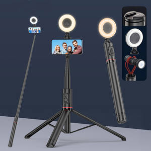 Tré<span class=keywords><strong>pied</strong></span> perche à selfie tout-en-un dissimulé 1,83 m en alliage d'aluminium avec télécommande sans fil et support de téléphone pour vidéo mobile - Product Image 1
